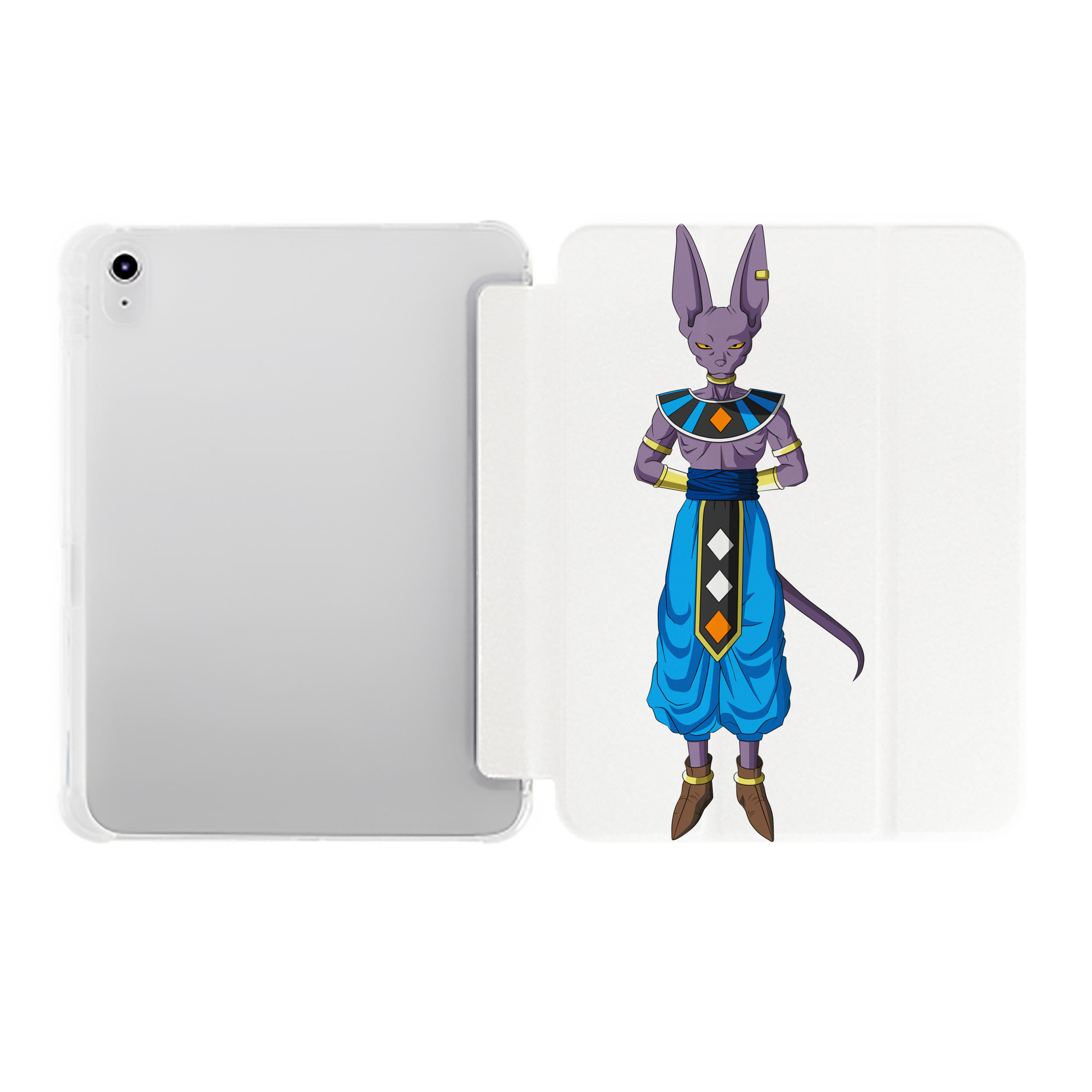 （画像用） ドラゴンボール ビルス 破壊神ビルス DRAGON BALL Beerus Birusu IPad ケース ペン収納付き 三つ折りスタンド PUレザー×シリコン 対応機種9.5/10.5/10.9インチ